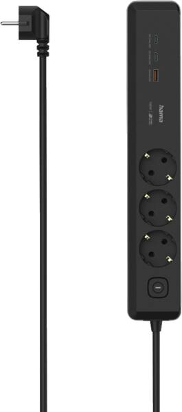 223192 Steckdosenleiste, 3-fach, USB-C/A 1 - Schwarz-Grau