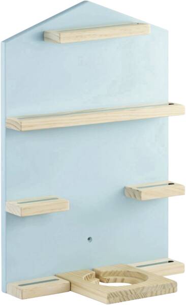 132437 Uni. Holzregal Haus - Blau