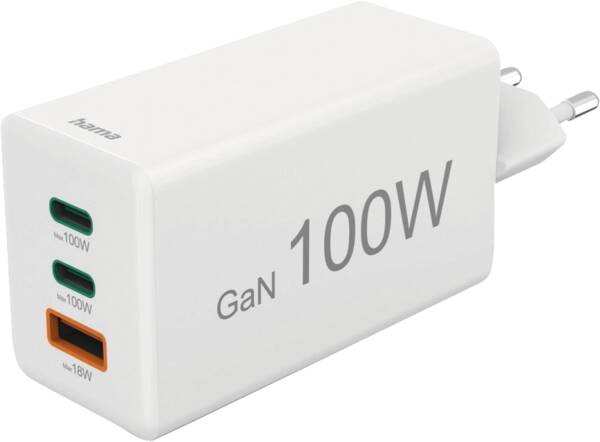 125140 Mini-Lader, GaN, 2 USB-C+A, 100W - Weiss