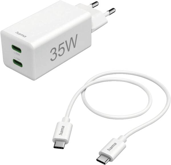 125116 Mini-Ladegerät,2xUSB-C,35W,1m - Weiss