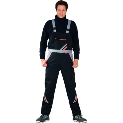 Planam - Latzhose 2431 schwarz/orange/zink, Größe 110