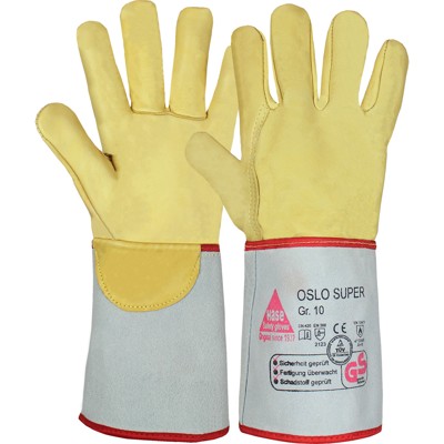 Hase Safety Gloves - Schweißerhandschuh Oslo-Super, Kat. II, grau, Größe 10