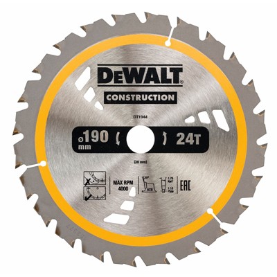 DeWALT - Kreissägeblatt für Handkreissägen ø190 x 30mm 24WZ