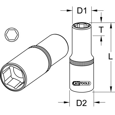 KSTOOLS® - 1/2" Sechskant-Stecknuss, lang, 1/2''