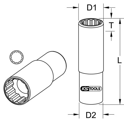 KSTOOLS® - 1/2" CHROMEplus 12-kant-Stecknuss, lang, 10mm