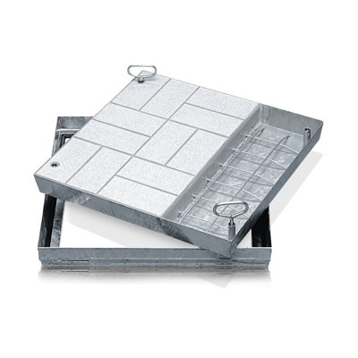 ZARGES - Schachtabdeckung Stahl verzinkt, B 720 x T 520mm, Bauhöhe 90mm