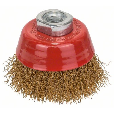 Bosch - Topfbürste, Messing, gewellter Draht, 70mm, 0,3mm, 12500 U/ min, M 14