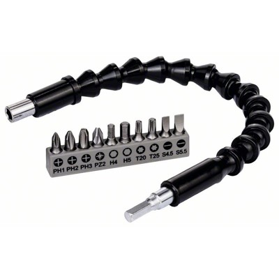 Bosch - Bit Set, 11-teilig, mit flexibler Verlängerung aus Kunststoff, 300mm