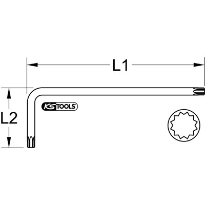 KSTOOLS® - Vielzahn (XZN®)-Winkelstiftschlüssel, XL, M14