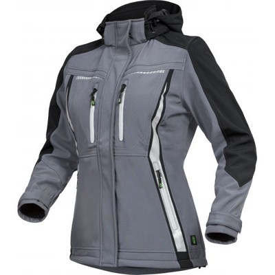 Leibwächter - Damen-Softshell Jacke Pongee.Membran+Fleece grau/schwarz Größe 34