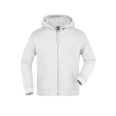 James & Nicholson - Kinder Kapuzenjacke French Terry JN059K, weiß, Größe M