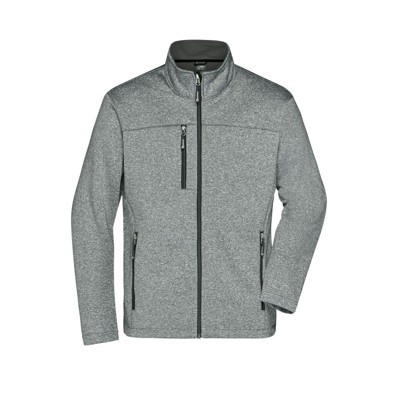 James & Nicholson - Softshelljacke in Melange-Optik JN1148, dunkel-melange/schwarz, Größe 3XL