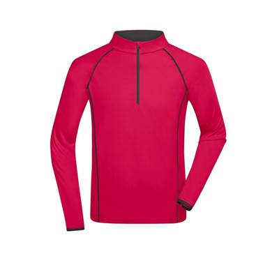 James & Nicholson - Herren Langarm Sportshirt JN498, hellpink/titan, Größe L