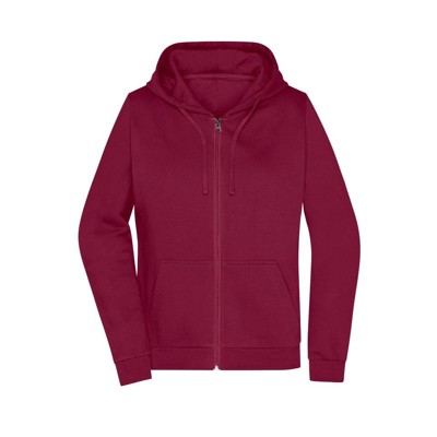 James & Nicholson - Damen Basic Kapuzen-Sweatjacke JN755, wein-rot, Größe XXL