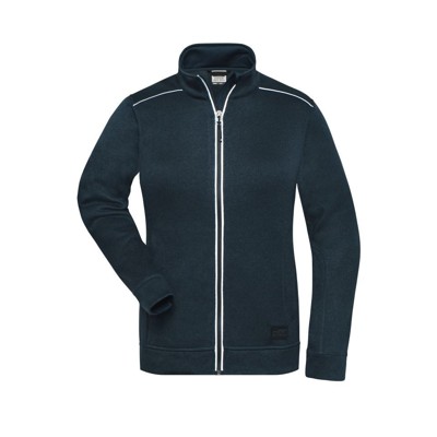 James & Nicholson - Damen Workwear Melange-Fleecejacke JN897, navy-blau, Größe XS