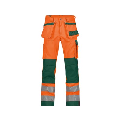 Dassy® - Glasgow Warnschutzhose mit Holstertaschen und Kniepolstertaschen, neonorange/flaschengrün, Schrittlänge Standard, Größe 64