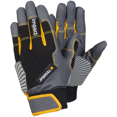TEGERA® - Schlagd. Handschuhe TEGERA 9185 PRO, Kat. II, grau/gelb/schwarz, Gr. 11