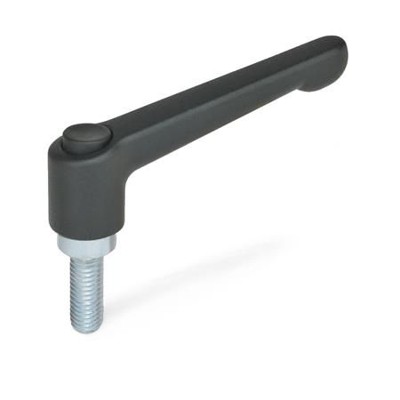 Ganter Norm® - 303.2-30-M6-25-SW-S Verstellbare Klemmhebel, mit Ausrastknopf, Zink-Druckguss, Schraube Stahl verzin