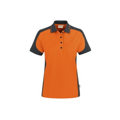 HAKRO - Damen Poloshirt Contrast Mikralinar® 239, orange/anthrazit, Größe 4XL