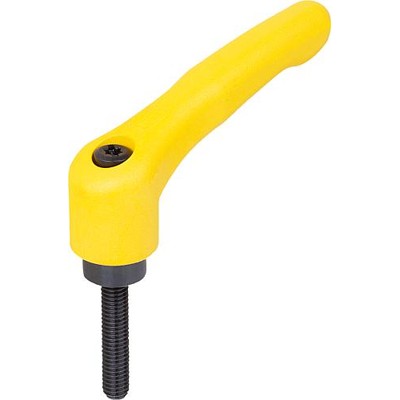 KIPP - KLEMMHEBEL GR.4 M12X45, HOCHLEISTUNGSTHERMOPLAST GELB RAL1021, KOMP:STAHL BRÜNIERT