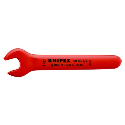 KNIPEX® - Einmaulschlüssel 98 00 1/2" isol. IEC 60900 DIN EN 60900 15° SW 1/2" 139,7mm