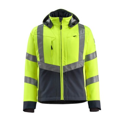MASCOT® - Blackpool Soft Shell Jacke SAFE SUPREME, hi-vis Gelb/Schwarzblau, Größe 4XL