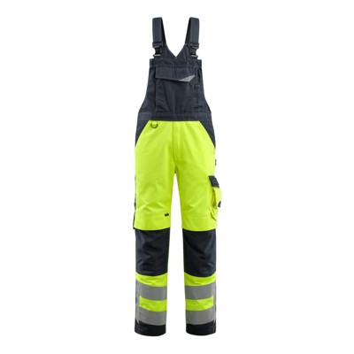 MASCOT® - Newcastle Latzhose mit Knietaschen - SAFE SUPREME - hi-vis Gelb/Schwarzblau, Gr. 90C46