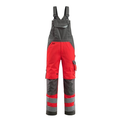 MASCOT® - Newcastle Latzhose mit Knietaschen - SAFE SUPREME - hi-vis Rot/Dunkelanthrazit, Gr. 90C46