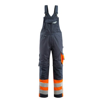MASCOT® - Sunderland Latzhose mit Knietaschen - SAFE SUPREME - Schwarzblau/hi-vis Orange, Gr. 82C58