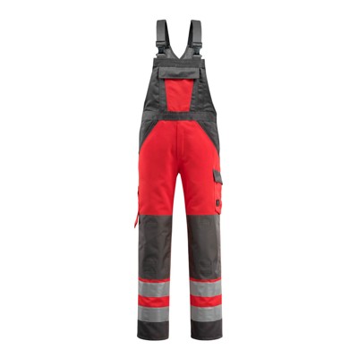 MASCOT® - Gosford Latzhose mit Knietaschen - SAFE LIGHT - hi-vis Rot/Dunkelanthrazit, Gr. 90C48