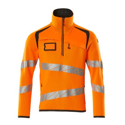 MASCOT® - Strickpullover mit kurzem Reißverschluss - ACCELERATE SAFE - hi-vis Orange/Dunkelanthrazit, Gr. 5XL