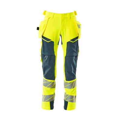 MASCOT® - Hose mit Hängetaschen ACCELERATE SAFE, hi-vis Gelb/Dunkelpetroleum, Größe 76C47