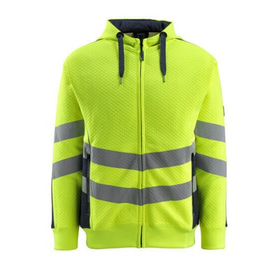 MASCOT® - Corby Kapuzensweatshirt mit Reißverschluss - SAFE SUPREME - hi-vis Gelb/Schwarzblau, Gr. 2XL