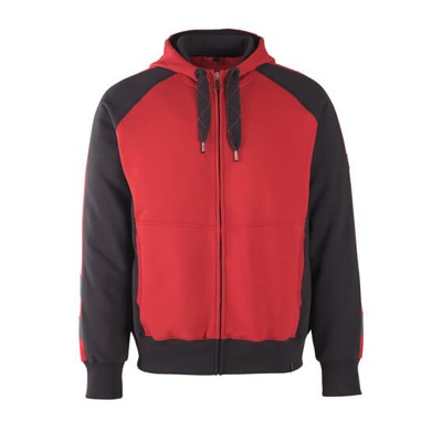 MASCOT® - Kapuzensweatshirt mit Reißverschluss UNIQUE, Rot/Schwarz, Größe 4XL