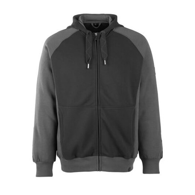 MASCOT® - Kapuzensweatshirt mit Reißverschluss UNIQUE, Schwarz/Dunkelanthrazit, Größe M