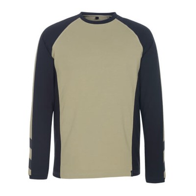 MASCOT® - T-Shirt, Langarm UNIQUE, Hellkhaki/Schwarz, Größe S